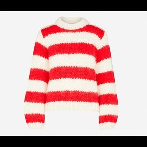 Ganni Julliard Sweater Red and White Stripe Sz S
